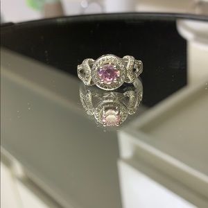 vintage inspired pink pavé ring